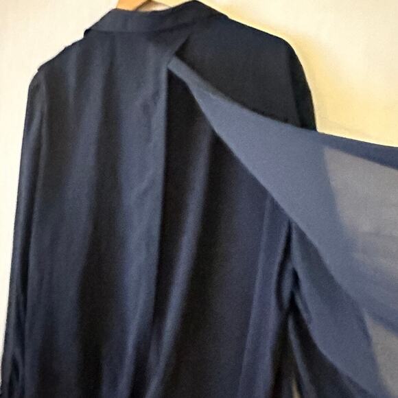 Cato Layered Button Down Shirt Sz 22/24 Split Back Chiffon Overlay Office Siren - Picture 4 of 16